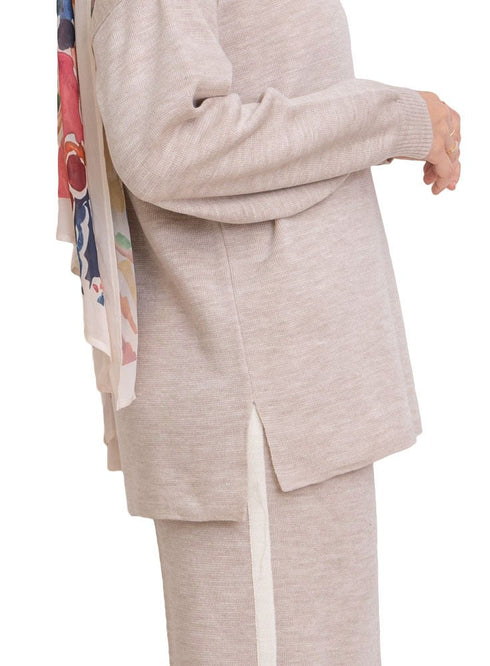 Beige Line Knit Suit - Khotwh
